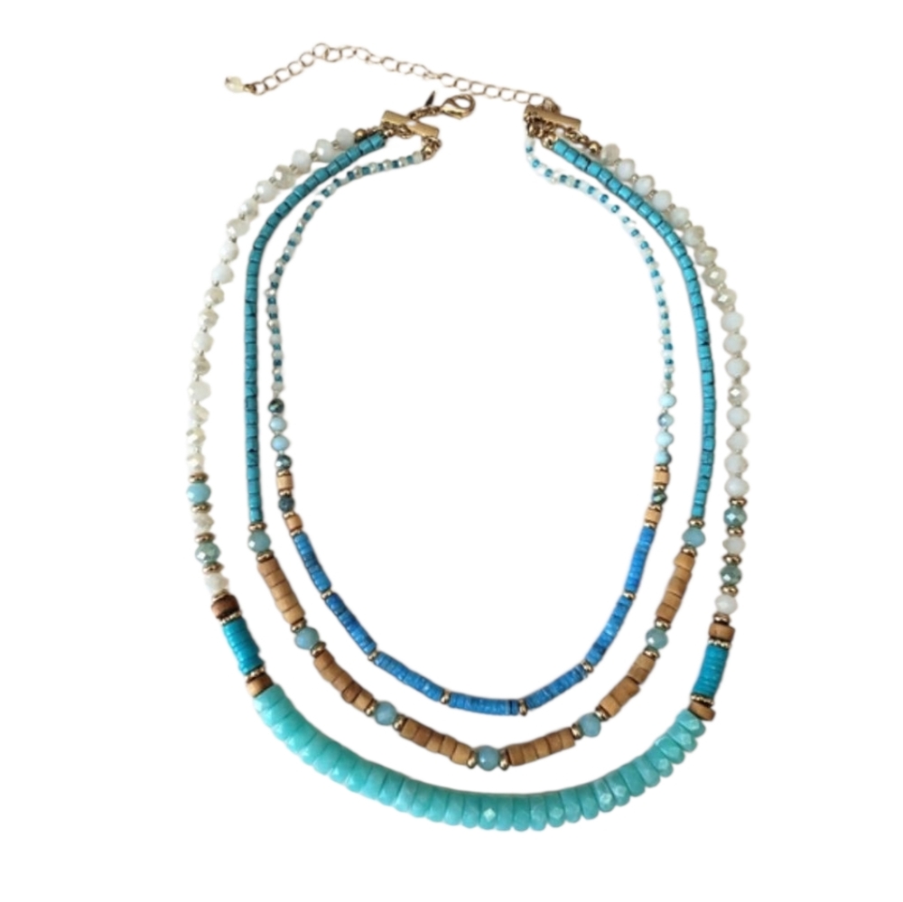 Elegant Blue and Gold Layered Necklace